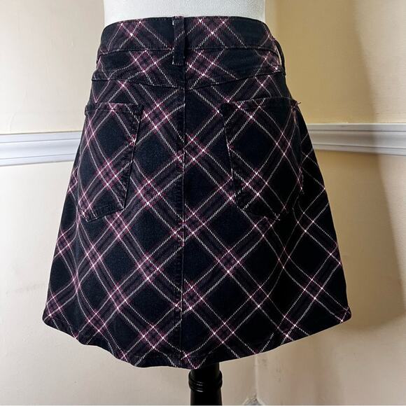 SO Black & Pink Plaid Zip-Front Mini Skirt – Size 17 (33W) - Picture 5 of 8